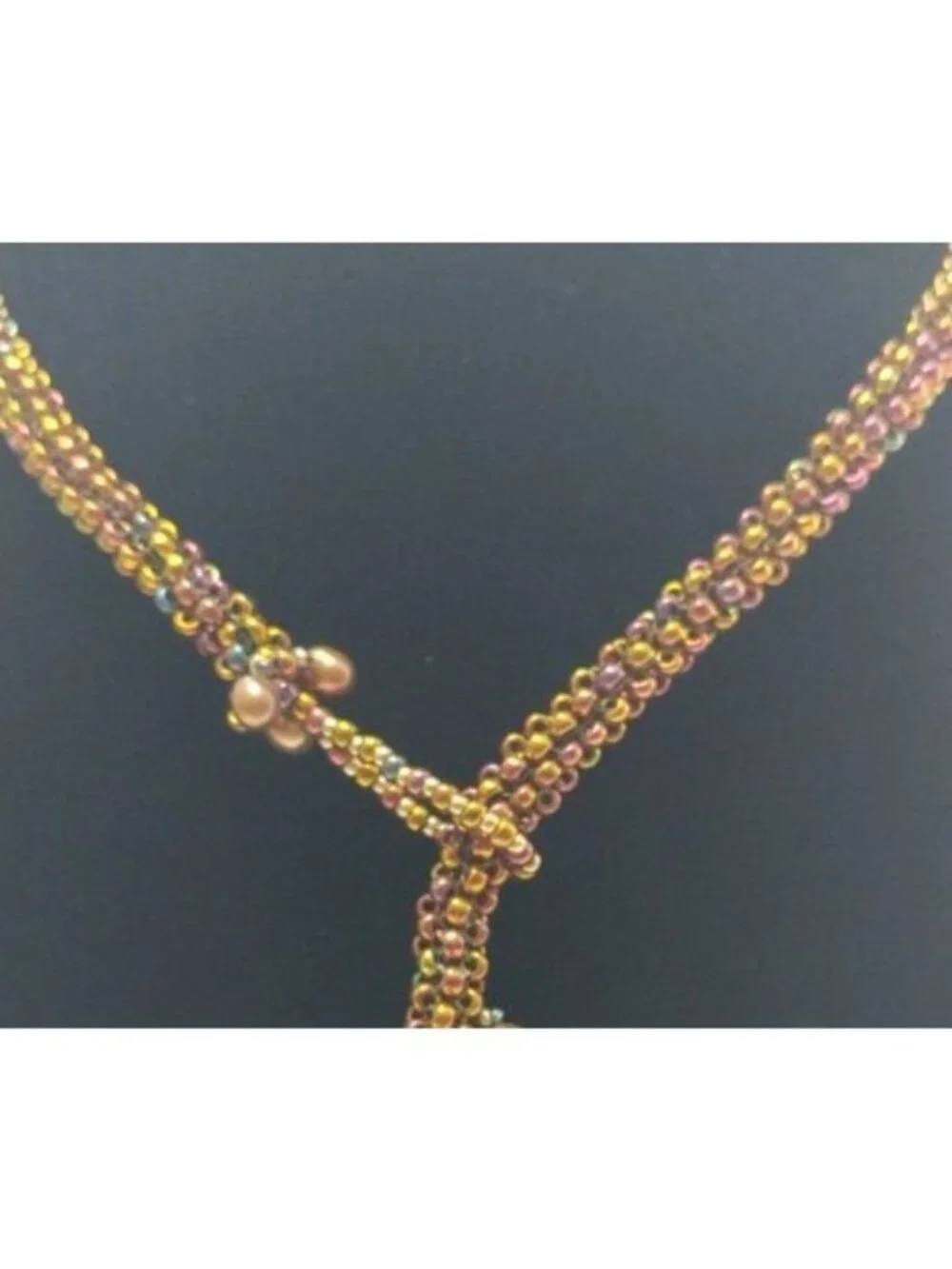 Freshwater Pearls Swarovski Crystals Lariat Necklace Japanese Beads Artisan-Made - Picture 7 of 8